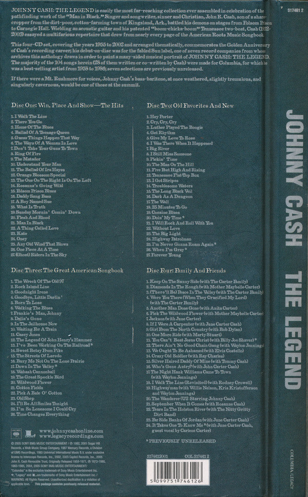 Johnny Cash : The Legend (4xCD, Comp + Box)