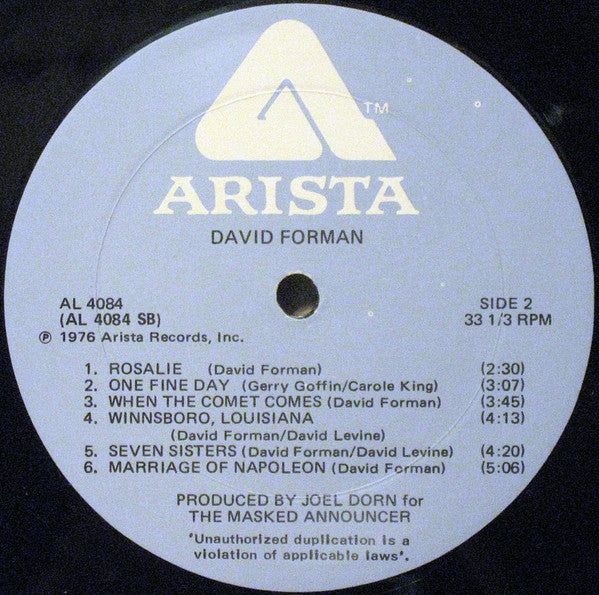 David Forman : David Forman (LP, Album)