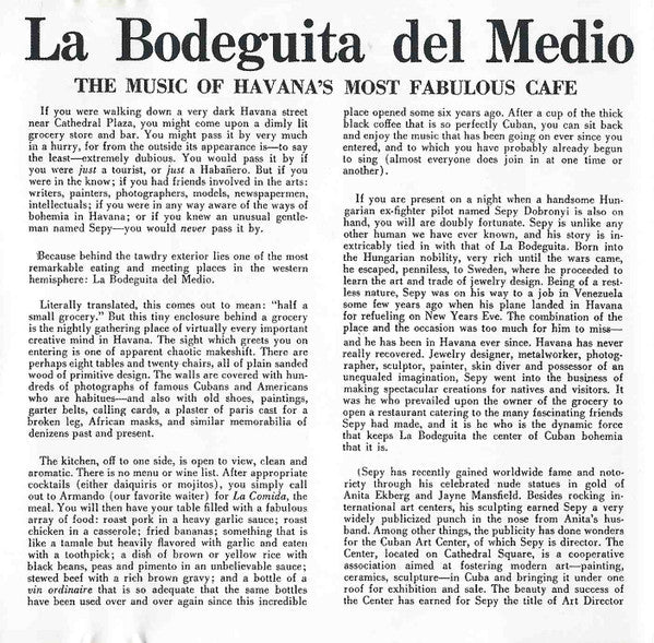 Carlos Puebla, Santiago Martinez, Pedro Sosa : La Bodeguita Del Medio (CD, Album)
