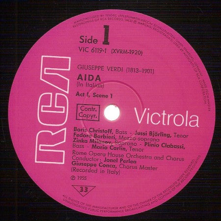 Giuseppe Verdi / Orchestra Del Teatro Dell'Opera Di Roma, Jonel Perlea, Jussi Björling, Leonard Warren, Zinka Milanov : Aida (3xLP, Album + Box)