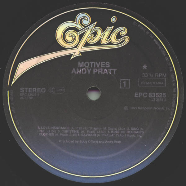 Andy Pratt : Motives (LP, Album)