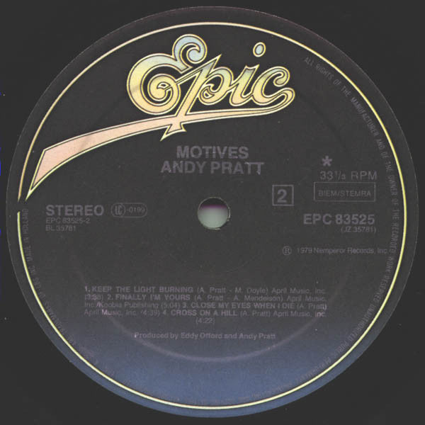 Andy Pratt : Motives (LP, Album)