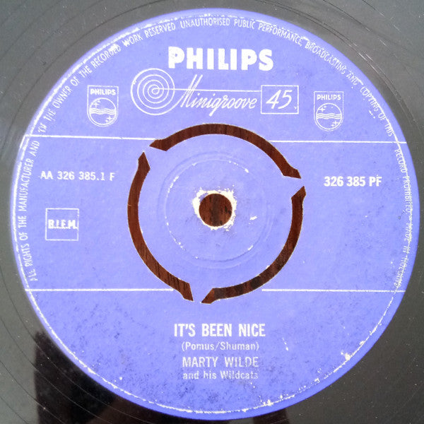 Marty Wilde : It's Been Nice / Bad Boy (7")