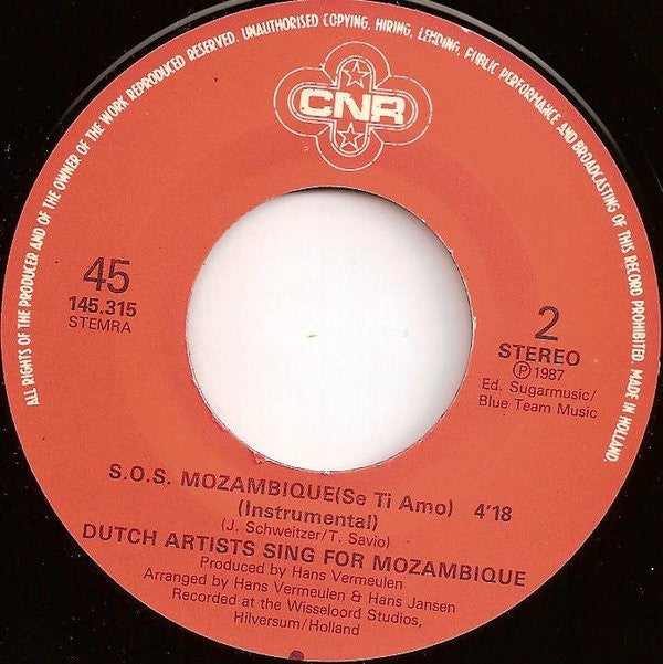 Dutch Artists Sing For Mozambique : S.O.S. Mozambique (7", Single)