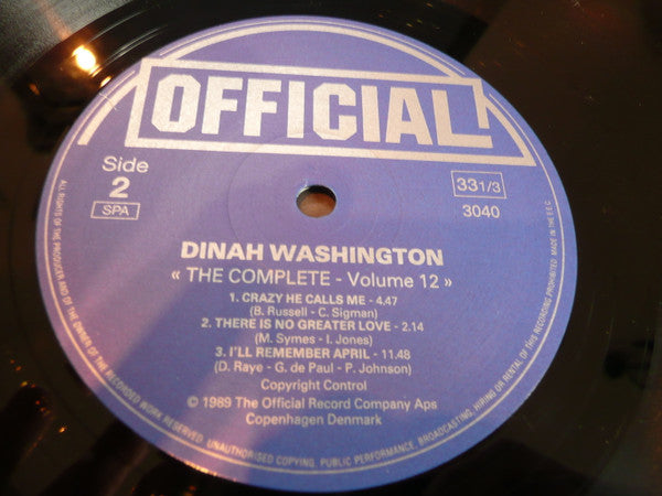Dinah Washington : The Complete Dinah Washington Vol.12 1954 (LP, Comp)