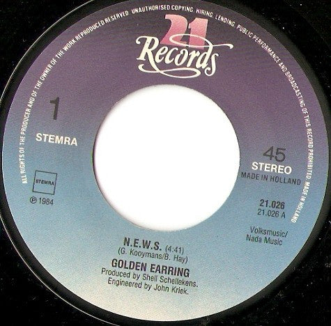 Golden Earring : N.E.W.S. (7", Single)