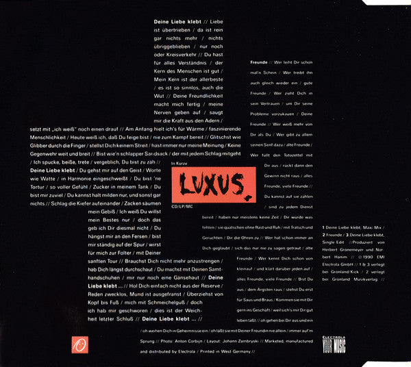 Herbert Grönemeyer : Deine Liebe Klebt (CD, Maxi)