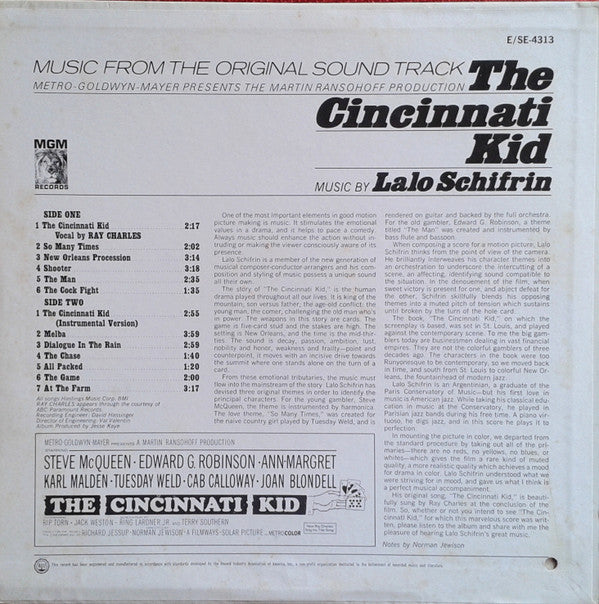 Lalo Schifrin : The Cincinnati Kid (LP, Album, Mono)