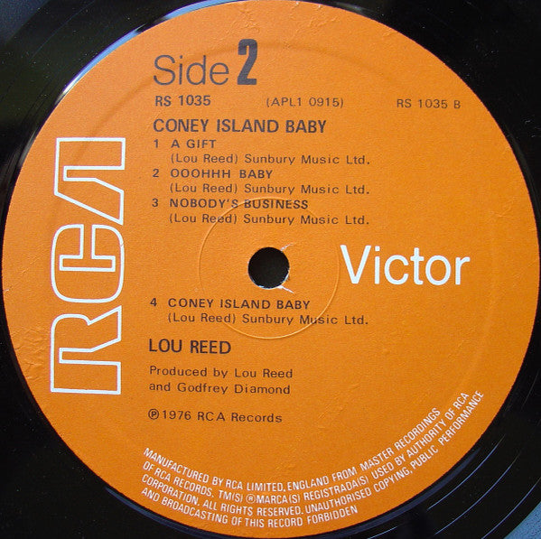 Lou Reed : Coney Island Baby (LP, Album)