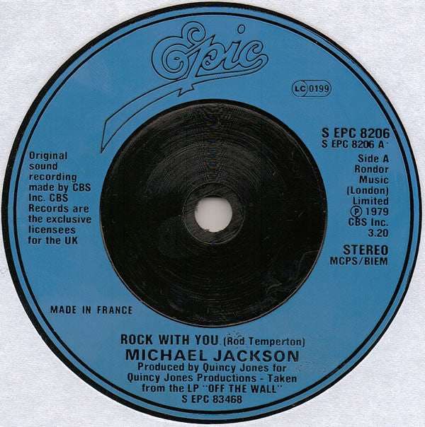 Michael Jackson : Rock With You (7", Single, Blu)