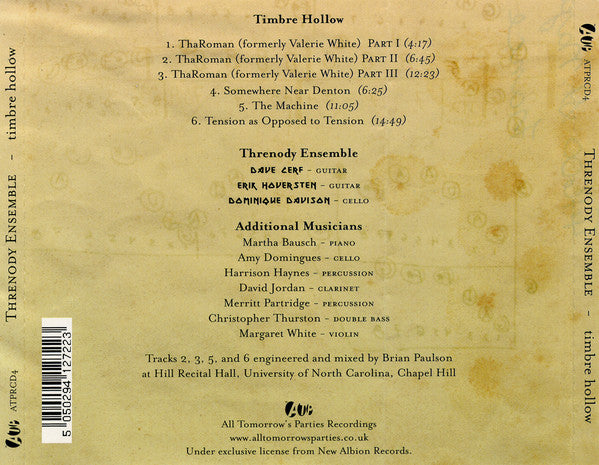 Threnody Ensemble : Timbre Hollow (CD, Album, RE)