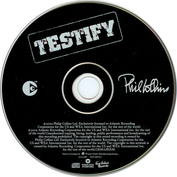 Phil Collins : Testify (CD, Album, Copy Prot.)