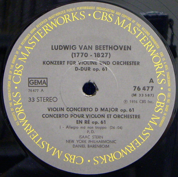 Ludwig van Beethoven • Isaac Stern / Daniel Barenboim / New York Philharmonic : Violin Concerto (LP, Album)