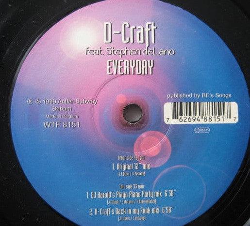 D-Craft Feat. Stephen Delano : Everyday (12")