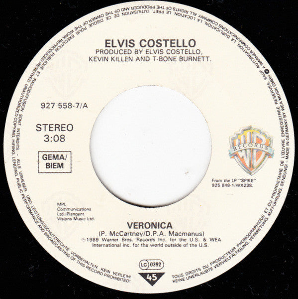 Elvis Costello : Veronica (7", Single)