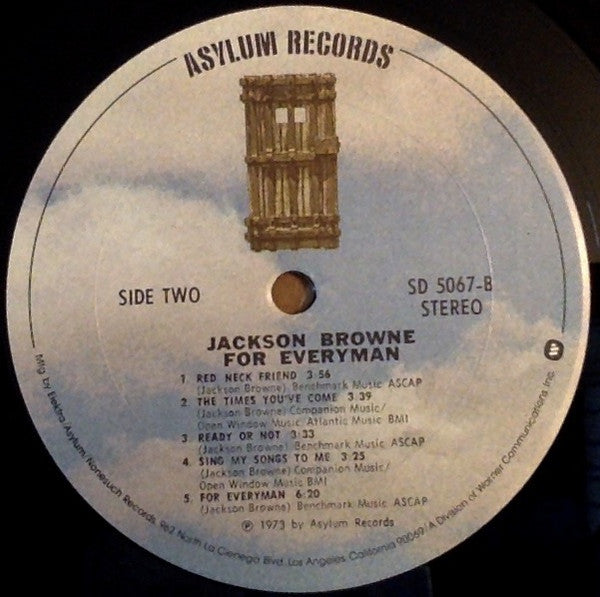 Jackson Browne : For Everyman (LP, Album, RP, Pit)