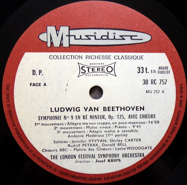 Ludwig van Beethoven – London Symphony Orchestra, Josef Krips : Symphonie N° 9 Avec Choeurs (LP)