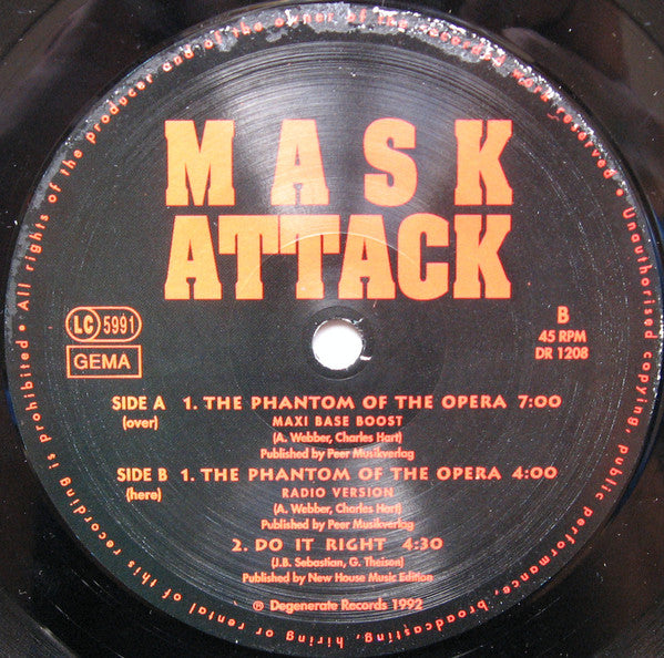 Mask Attack : The Phantom Of The Opera (12", Maxi)
