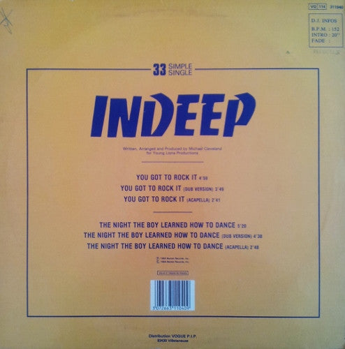 Indeep : You Got To Rock It / The Night The Boy Learn How To Dance (12", Single)