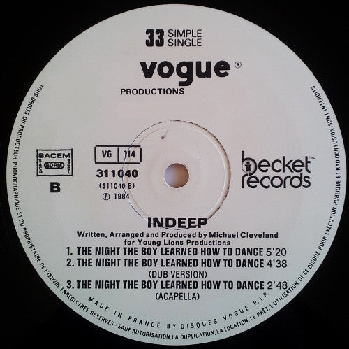 Indeep : You Got To Rock It / The Night The Boy Learn How To Dance (12", Single)
