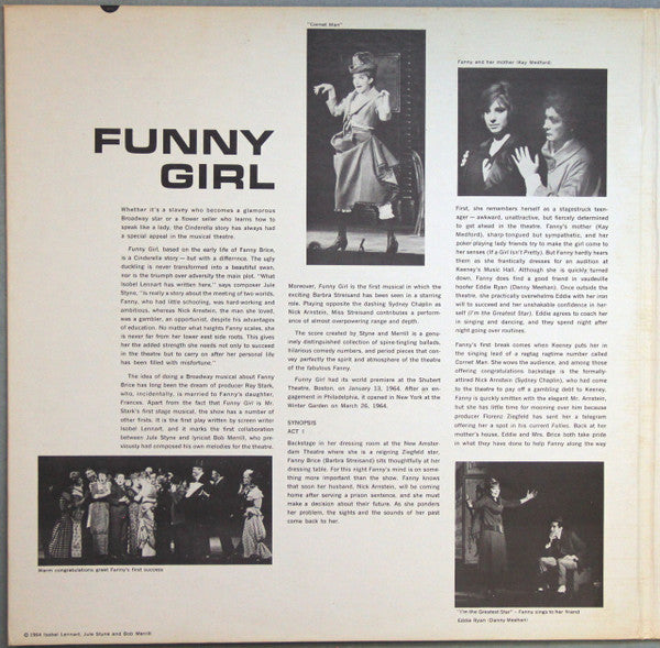 Jule Styne / Bob Merrill Featuring Barbra Streisand And Sydney Chaplin : Funny Girl (Original Broadway Cast) (LP, Album, Mono, Scr)