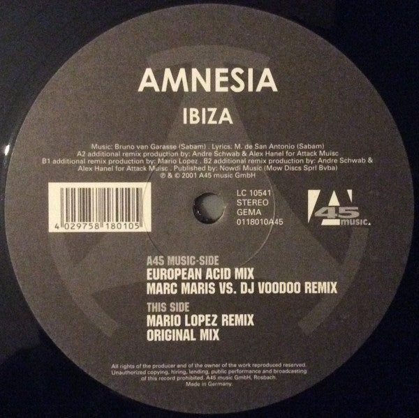 Amnesia : Ibiza (12")