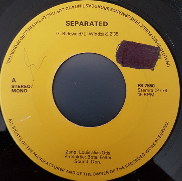 Louis Windzak : Separated / Mercy On Me (7", Single, Mono)