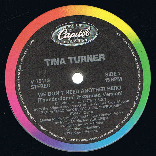 Tina Turner : We Don't Need Another Hero (Thunderdome) (12")