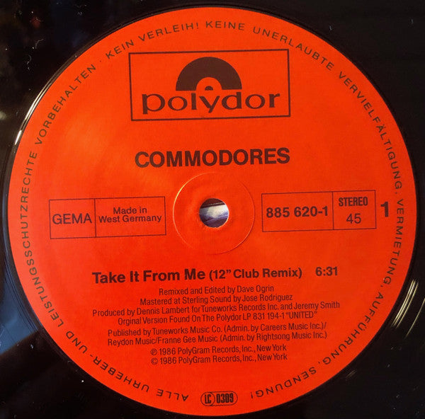 Commodores : Take It From Me (12")