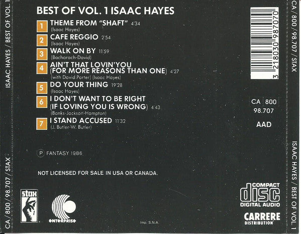 Isaac Hayes : The Best Of Isaac Hayes, Volume 1 (CD, Comp)