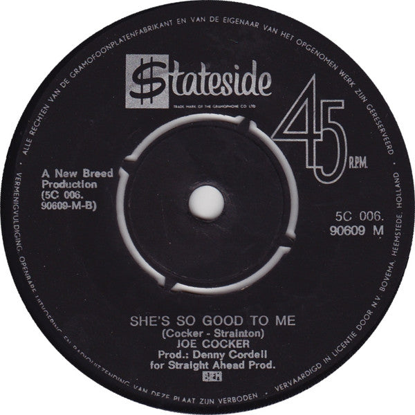 Joe Cocker : Delta Lady (7", Single, Mono)