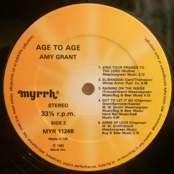 Amy Grant : Age To Age (LP, Album)