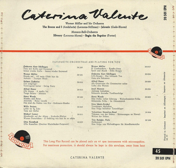 Caterina Valente : Caterina Valente (7", EP)