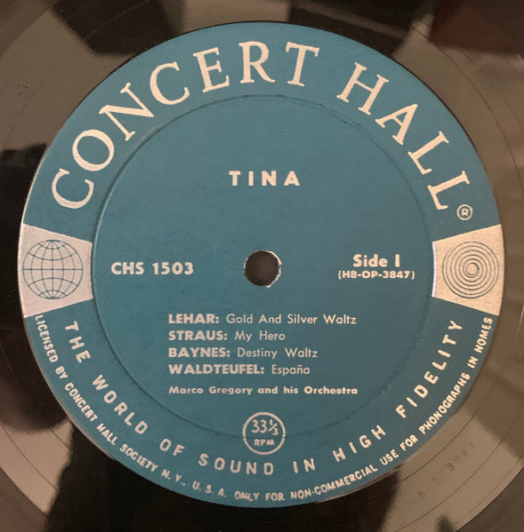 Marco Gregory And His Orchestra, Tina Louise : Tina, Her Portrait In Hi-Fi (LP, Album, Mono)