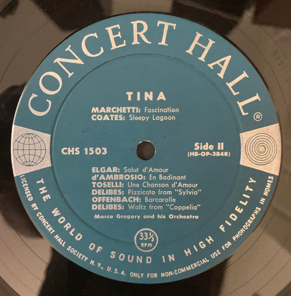 Marco Gregory And His Orchestra, Tina Louise : Tina, Her Portrait In Hi-Fi (LP, Album, Mono)