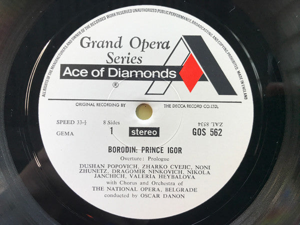 Alexander Borodin, Dušan Popović (2), Valerija Heybal, Žarko Cvejić, Noni Jeronim Žunec, Orkestar Beogradske Opere, Oskar Danon : Prince Igor (4xLP, RE + Box)