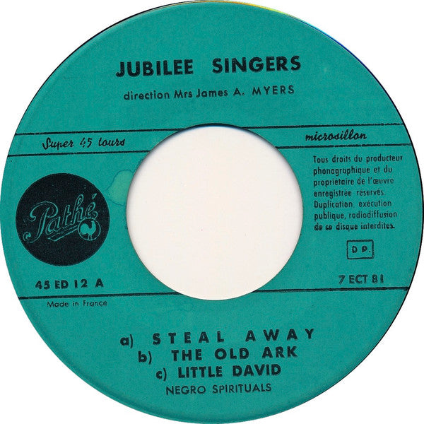 The Jubilee Singers (2), Jerome Kern, Henrietta Myers : Negro-Spirituals: Steal Away (7")