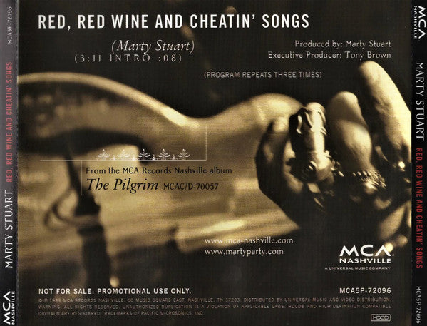 Marty Stuart : Red, Red Wine And Cheatin' Songs (HDCD, Single, Promo)