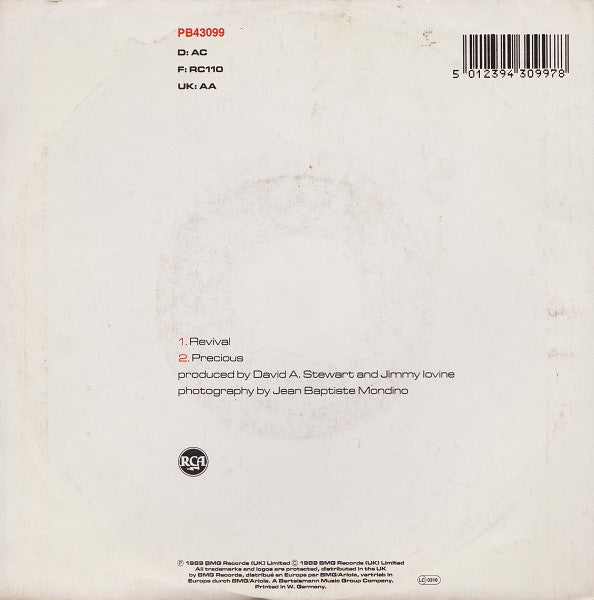 Eurythmics : Revival (7", Single)