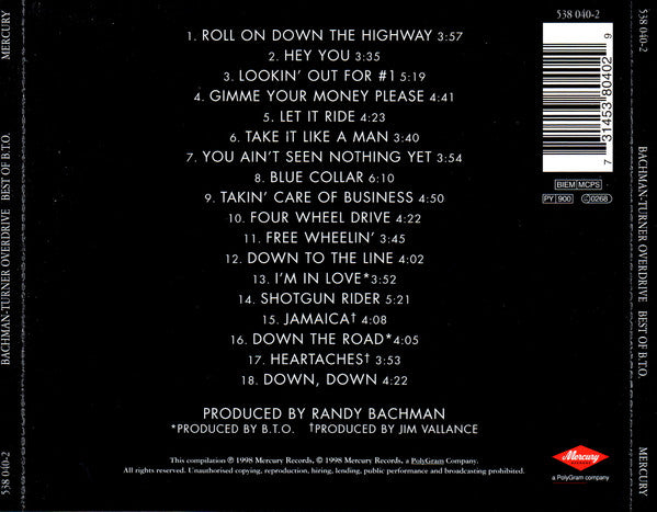 Bachman-Turner Overdrive : Best Of B.T.O. (Remastered Hits) (CD, Comp, RE, RM)