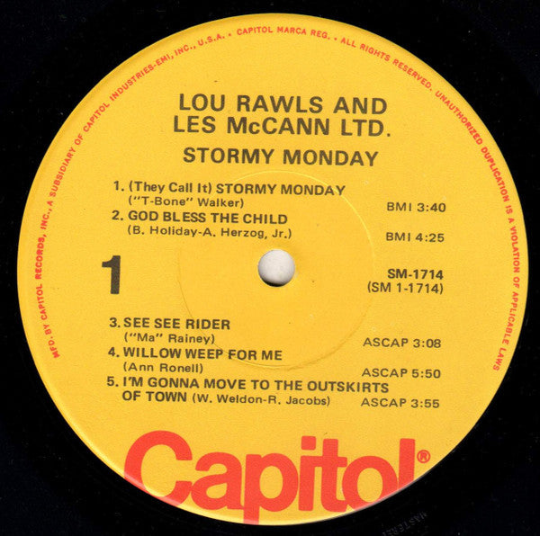 Lou Rawls / Les McCann Ltd. : Stormy Monday (LP, Album, RE)