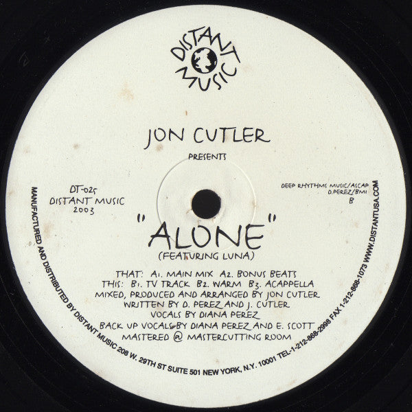 Jon Cutler Featuring Luna (3) : Alone (12")