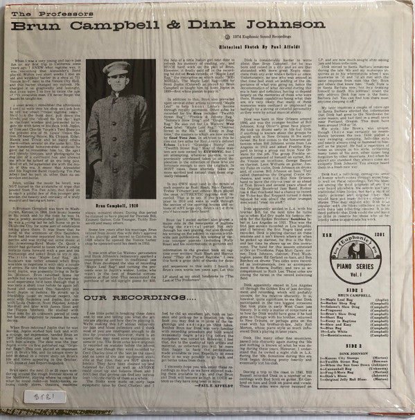 Brun Campbell, Ollie "Dink" Johnson : The Professors  (LP, Album)