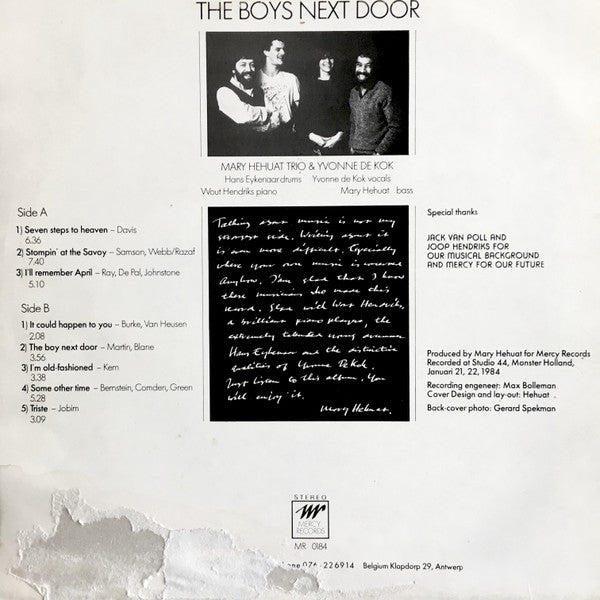 Mary Hehuat Trio Featuring Yvonne De Kok : The Boys Next Door (LP, Album, M/Print)