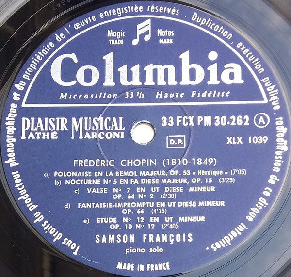 Frédéric Chopin - Samson François : Récital Chopin (LP, Mono)