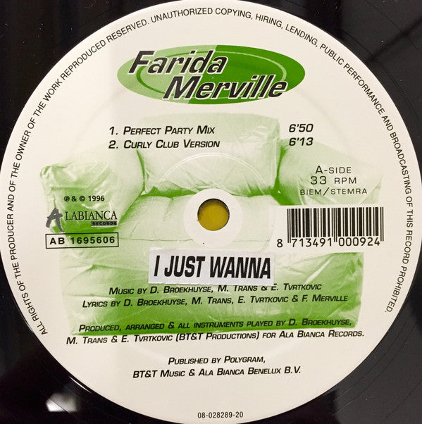 Farida Merville : I Just Wanna (12")