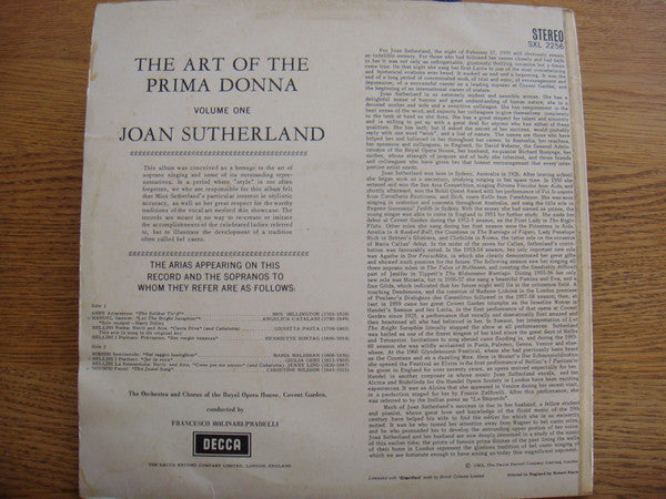 Joan Sutherland, Francesco Molinari-Pradelli, Chorus Of The Royal Opera House, Covent Garden, Orchestra Of The Royal Opera House, Covent Garden : The Art Of The Prima Donna. Vol. 1 (LP)