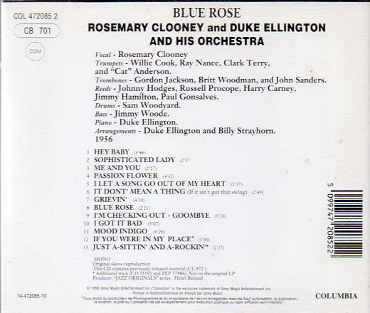 Rosemary Clooney / Duke Ellington And His Orchestra : Blue Rose (CD, Album, Comp, Mono)