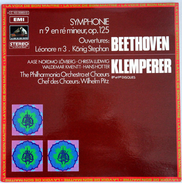 Ludwig van Beethoven / Aase Nordmo Løvberg, Christa Ludwig, Waldemar Kmentt, Hans Hotter, Philharmonia Orchestra Et Philharmonia Chorus, Wilhelm Pitz , Dir. Otto Klemperer : Symphonie N°9 En Ré Mineur, Op. 125 / Ouvertures : Leonore N° 3 / König Stephan - 8e Et 9e Disques (2xLP, RE, Gat)