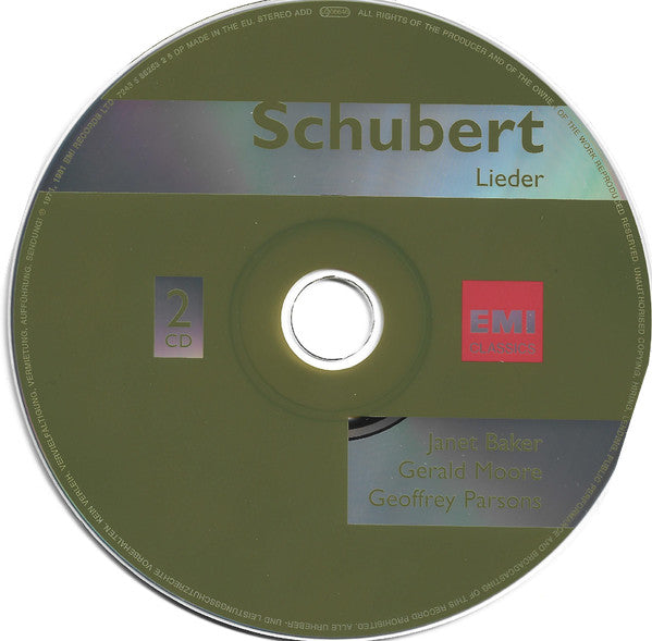 Franz Schubert, Janet Baker, Gerald Moore, Geoffrey Parsons (2) : Schubert: Lieder  (2xCD, Comp, RM)